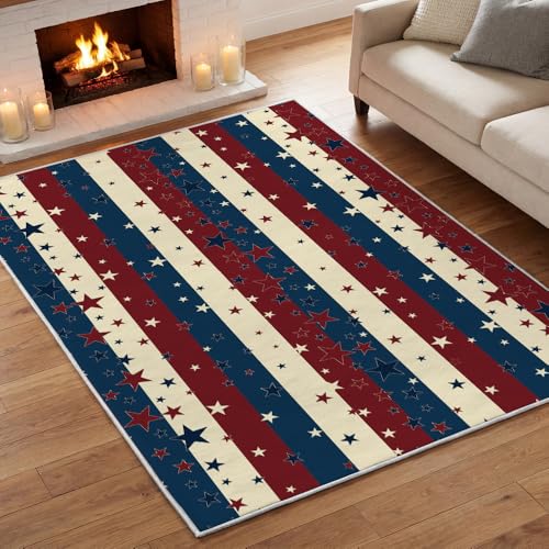 Artoid Mode America Stripes Stars Memorial Day Area Rug, 4th