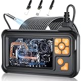 50FT Endoscope Camera with Light, 1080P HD Borescope Inspection with 8 LED Lights, IP67 Waterproof Sewer Tools Snake Camera with 4.3" IPS Screen, 50Feet Semi-Rigid Cable,Gadgets for Auto & Plumbing