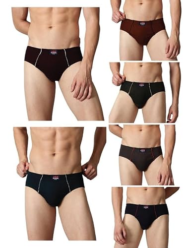 Lux Classic Men’s Brief - Value Pack | 100% Cotton V Shape Underwear | Comfortable Lux Brief Pack of 6 (Color May Vary) I/E-85cm