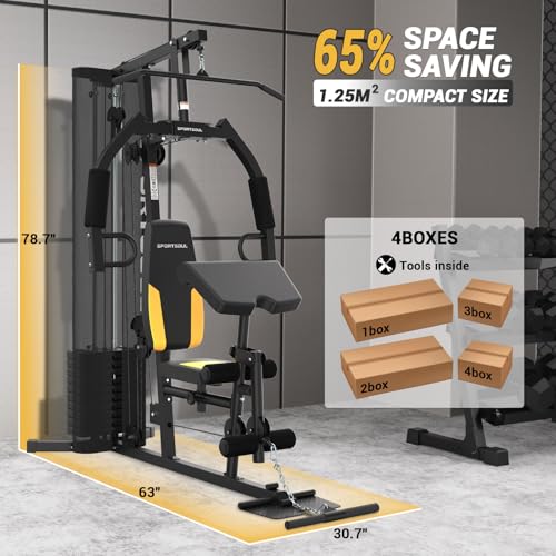Home Gym Multifunctional Home Gym Equipment, 6 Workout Stations with 125LBS Weight Stack, Home Gym System for Full Body Training, Total Gym Exercise and Training Equipment with Pulley System - Image 6