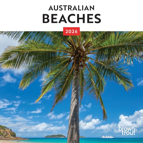Australian Beaches | 2026 7 x 14 Inch (Hanging) Monthly Mini Square Wall Calendar | Plastic-Free | BrownTrout | Travel | Scenic | Coastline | Nature | Australia | Ocean | Beach | Photography