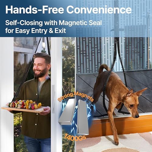 Fiberglass Mesh Magnetic Screen Door – Heavy Duty Self-Closing Hanging Door Net Screen with Magnet Closures – Fits Doors Up To 30"x95" – Black – by Sentry Screens by Sentry Screens - Image 3