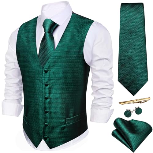 Image of Barry.Wang Men's Suit Vest Formal /Leisure Paisley Jacquard Silk Tie Pocket Square Waistcoat Set Wedding 5PCS