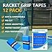OGEENIER Tennis Racket Grip Tape, 12 Pack, Absorbent and Anti-Slip Tennis Overgrip, Precut Soft Pickleball Paddle/Badminton Wrap Grips Tape