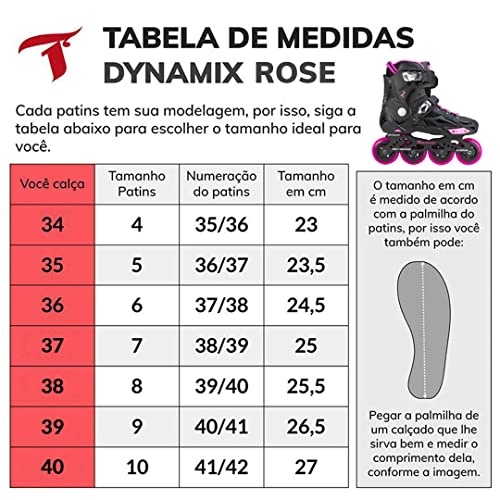 Patins Traxart Freestyle Dynamix Preto/Rose - Rodas 80mm ABEC-7 - Pink