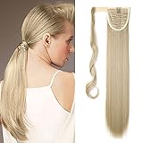 SEGO Ponytail Clip in Pferdeschwanz Extension Haarteil Haarverlängerung Zopf Hair Piece Glatt wie Echthaar Aschblond Mix Bleichblond Glatt-23