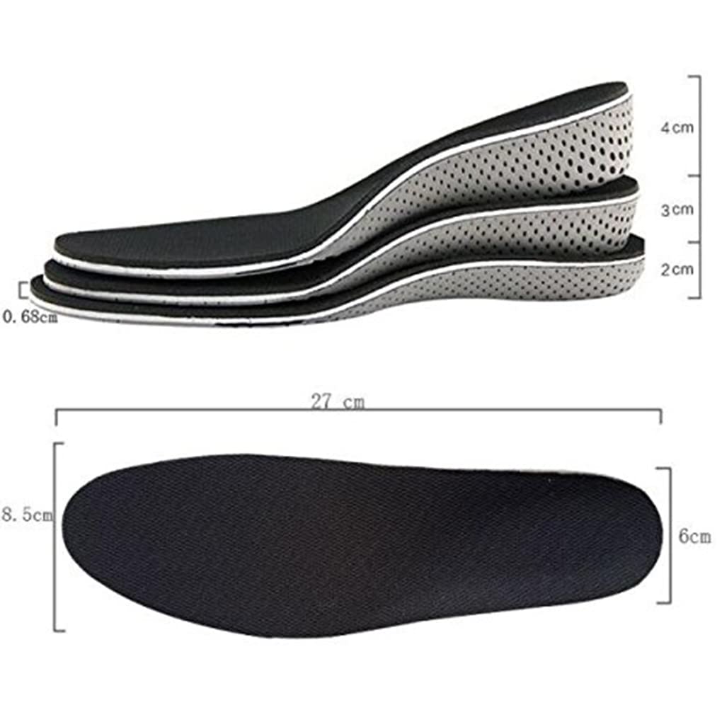 Juego de 10 plantillas unisex para aumentar la altura de los zapatos, 4 cm, color negro