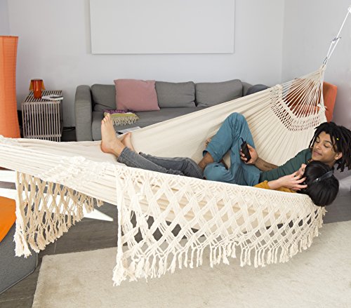 AMAZONAS Edle Premium Jacquard Hängematte in Übergröße Rio 250x160 cm bis 200 kg in Weiß - 4