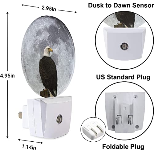 Image of Night Light Eagle Standing Before Full Moon Night Lights Plug into Wall 0.5W LED Lighting Auto on /Off for Hallway Stairway Kitchen Home Decor