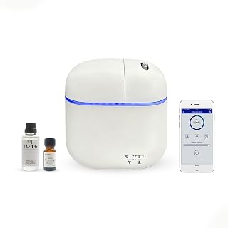 Waterless Essential Oil Diffuser, 1000 Sq. Ft of Coverage, Smart Scent Air Machine with Bluetooth App, Aromatherapy Diffuser for Home, Office, Hotel, Can Install Battery & Wall Mounted, White