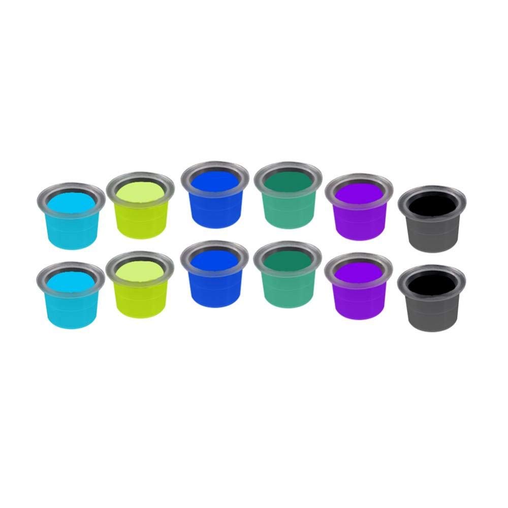 100 pezzi Tazze di Inchiostri per Tatuaggi Coppette Porta in Plastica Pigment Tatuaggi Tappi Tattoo Ink Caps Tazze di Inchiostro Tattoo Kit per tatuaggi Accessorio per tatuaggi