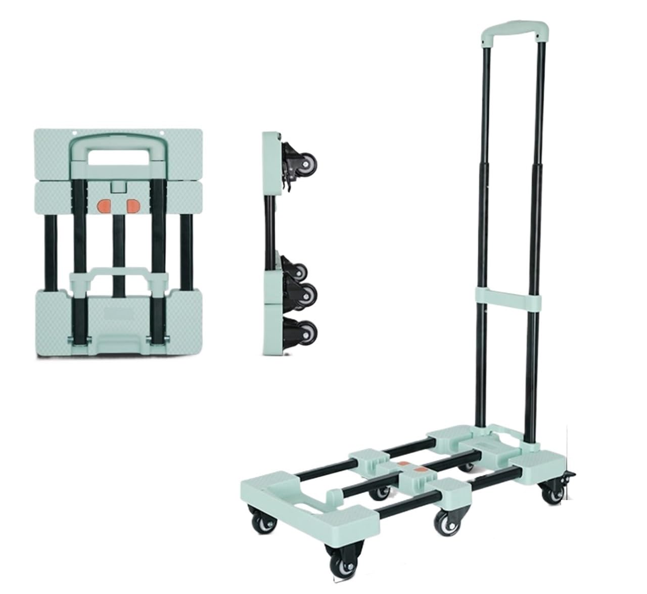 Hand Truck Folding Hand Truck Dolly Cart With 6 Wheels For Moving Luggage Platform Trolley(Grün)