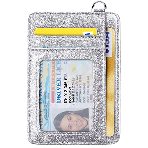 Coco Rossi Slim Front Pocket Wallet Rfid Id Card Holder Cute Small Wallet With Keychian For Women,Silver Glitter #TOP7