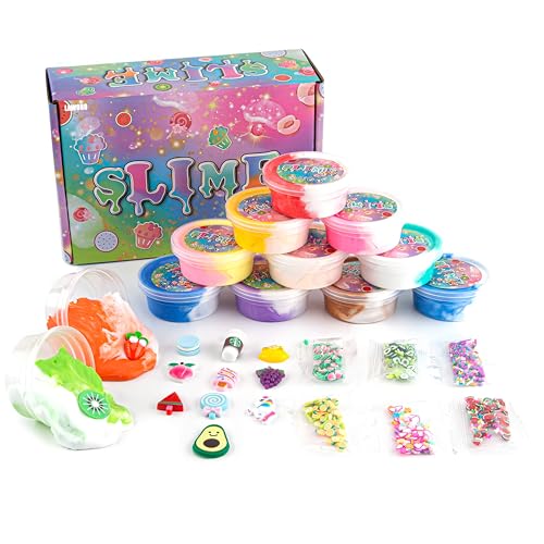 LAWOHO 12Pack Butterschleim, zweifarbiges, Flauschiges Slime set für Mädchen & Jungen, weiches & antihaftbeschichtetes Spielzeug zum Stressabbau, Geschenkidee für Geburtstag Ostern Weihnachten Neujahr
