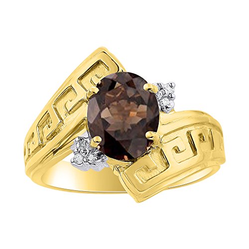 Bague diamant clé grecque en quartz fumé pour sublimer vos soirées