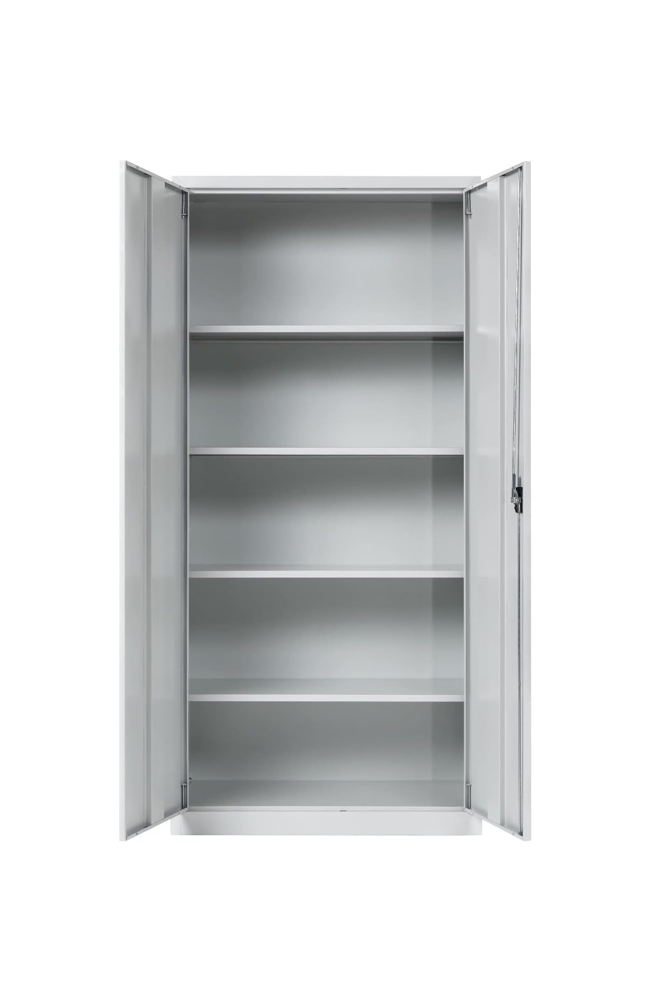 furni24 Aktenschrank, fertig montiert, 180x80x38cm, Stahlflügeltürschrank Materialschrank, Abschließbarer Spind, Aktenschrank mit 5 Fächern, Werkzeugschrank, Mehrzweckschrank, Universalschrank, grau