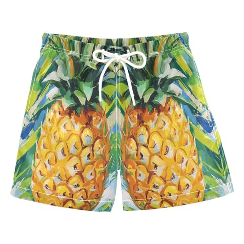 Jucciaco Boys Beach Board Shorts Pineapple Fruit Graffiti Quick Dry Swim Trunk Swimwear for Kids