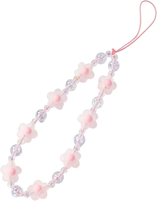 Amazon.com: Meefisher Pink Flower Beaded Mobile Phone Charms Lanyard ...