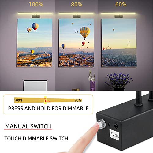 Image of Picture Light, Remote Control Art Light with Brightness Dimmable, Timer Preset Picture Lights for Paintings,16 inch Full Metal Display Light for Wall,Artwork,Portrait,Dartboard (Round Black)