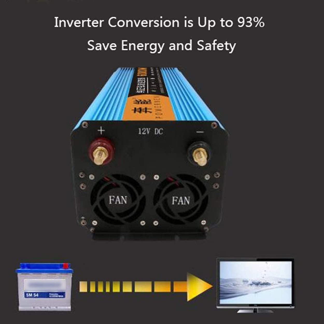 3000W 4500W 6000W 8000W 12000W Przetwornica czystej fali sinusoidalnej Przetwornica DC 12V/24V/48V na AC 230V/240V z gniazdami AC i USB,8000W-12V