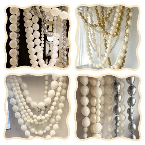 Image of Sand White Link Balloons,120Pcs 6Inch Cream White Latex Linking Balloons for Birthday Baby Shower Wedding Anniversary Party Decorations