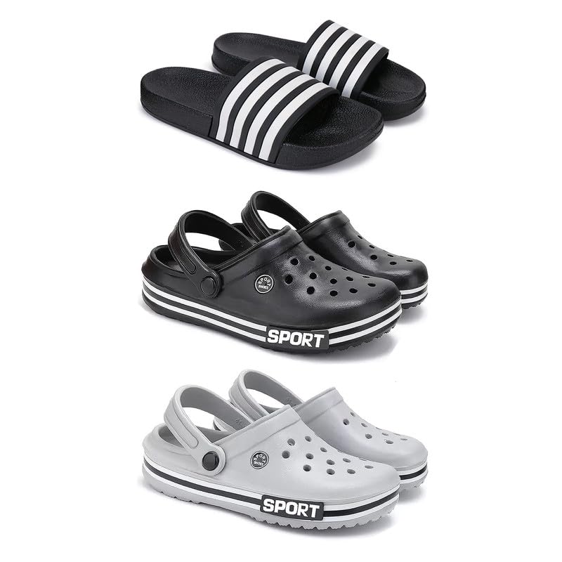 DRACKFOOT Lightweight,Classic Slider || Sandals with Clogs for Men-COMBO(3)_S-3024-3014-3015-image-19