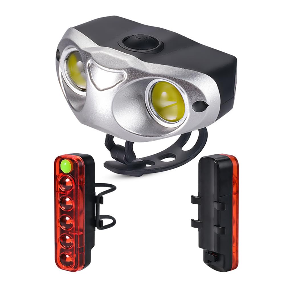 Fari per Biciclette Mountain Bike Fari di Guida Notturna Luci di Coda Ricarica USB Frog Lights Luci di Avvertimento per Ciclismo All'aperto