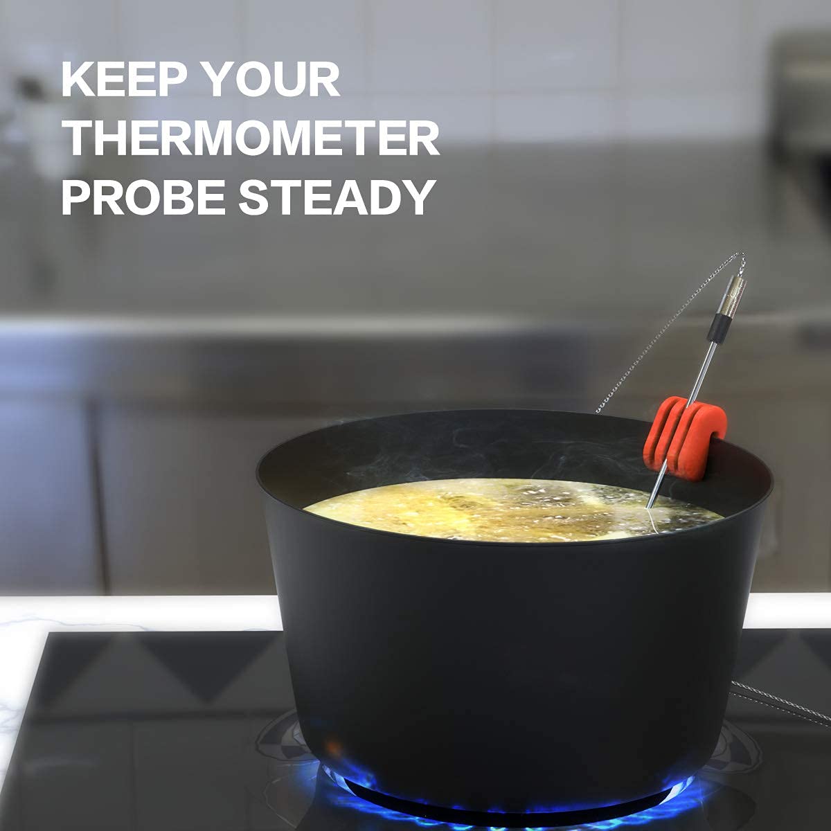 Clip En Silicone Pour Thermomètre De Cuisine – Lot De 2, Fixation Sur Bord De Casserole, Pour Cuisson Précise