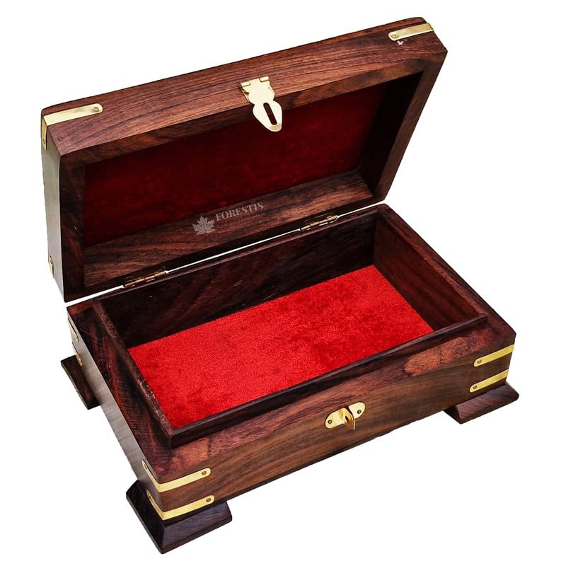 Image of Rosewood Decorative Money Box for Good Luck| Organizer for Cash,Money| Storage Kit | Gift (8X5 Inches, Art Deco Pedestal)