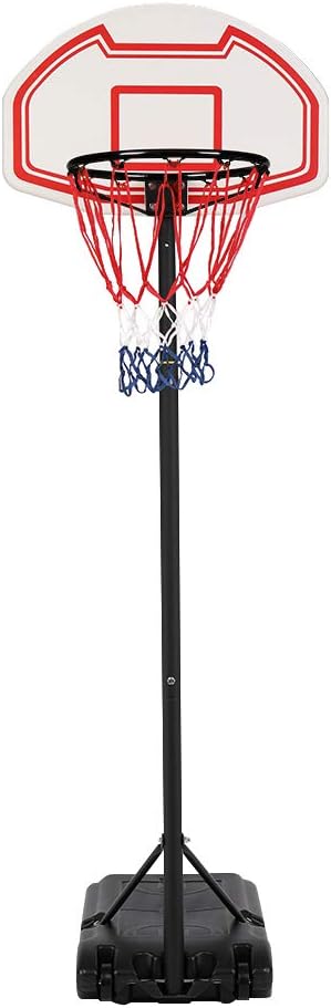 FCH Portable Basketball Hoop Height Adjustable Basketball Stand Backboard System for Kids Teenagers Youth w/Wheels Indoor & Outdoo (Red, White)