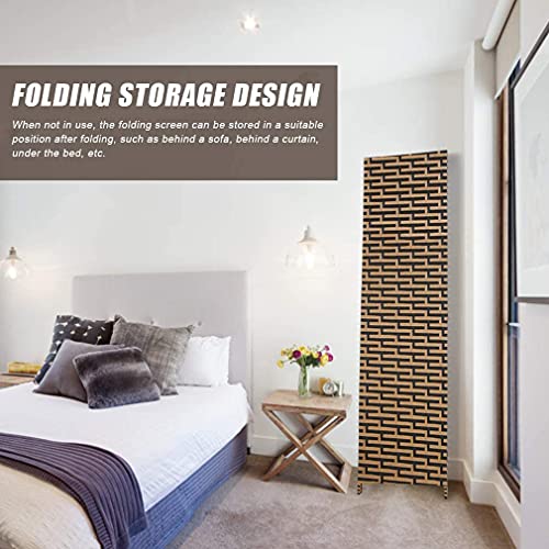 image for BestMassage Wood Screen Folding Screen Room Dividers 4-Panel Mesh Wove