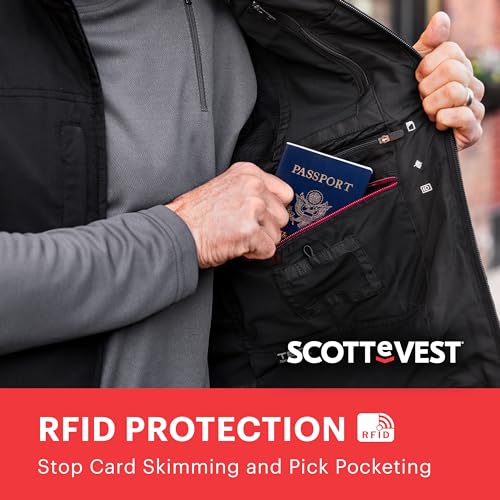 SCOTTeVEST RFID Vest for Men - 26 Hidden Pockets - Water Repellent for Travel & More (Olive, X-Large Tall)