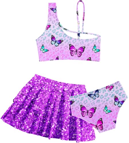 Image of RAISEVERN Girls Swimsuit 3 Piece Bathing Suits Cute Swimwear for 5-12 Years