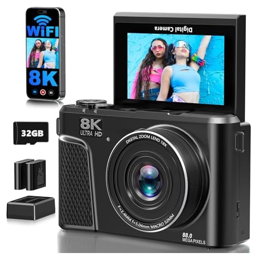 8K Autofocus Digital Camera with Flip Screen