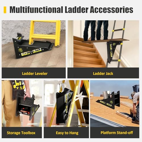 Image of 2 Pack Stable Platform Ladder Leveler - Ladder Levelers for Extension Ladders with Storage for Uneven Surfaces