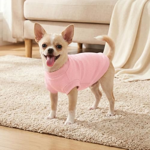 Image of 3 Pack Dog Shirt for Small Supplies Functional Waffle Dog Clothes Warm Soft Sweatshirt Outfit for Dogs Cats Pet Apparel