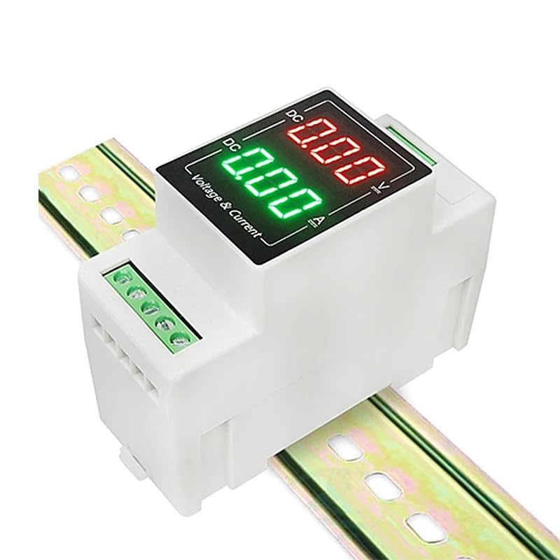 NURII Voltmetro DIN Rail Tipo DC con Display Digitale 100V, amperometro 20A, misuratore Digitale Integrato 50A 1000V(DC0-300V 50A)