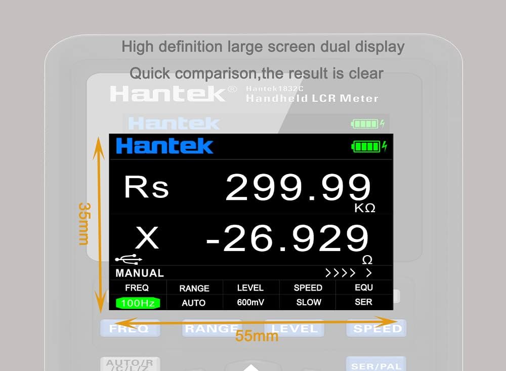 Hantek LCR Meter Hantek1832C Digital LCR Meter Handheld Portable Inductance Capacitance and Resistance Measuring Tester Tools (Hantek1832C)