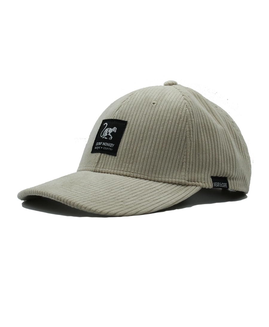 Bonnet Surf Monkey sans structure en velours côtelé beige contre le froid