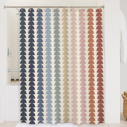 De-Mediocre Vintage Rainbow Boho Shower Curtain Neutral Mid-Century Modern Art Bath Curtain Sets 72X72Inch Waterproof And Fabric Curtain For Bathroom thumb #2