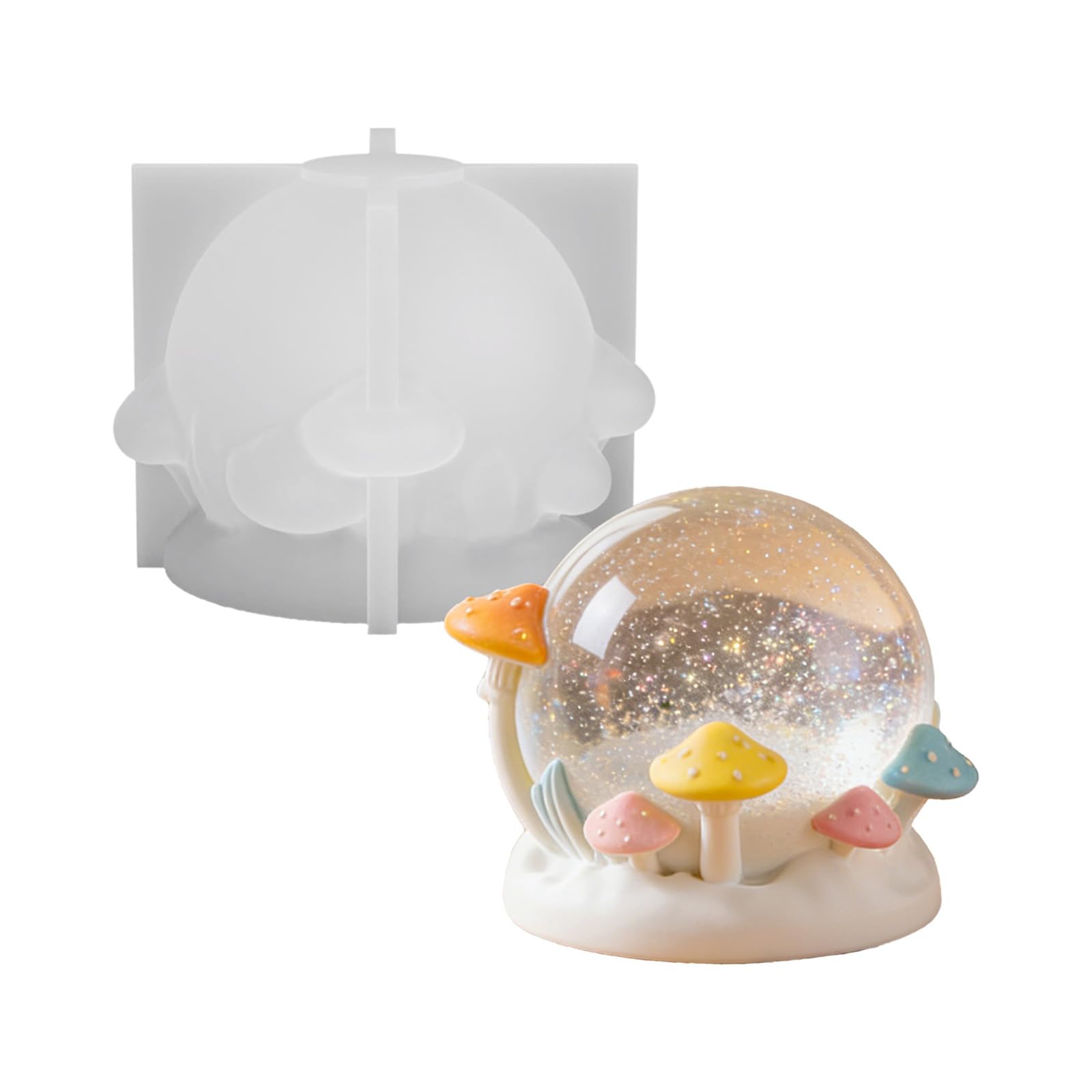 Buxuaaaa Mushroom Crystal Ball Shape Silicone Mold Food Grade Silicone Easy Demold for Resin Casting Soap Home Decoration Mold