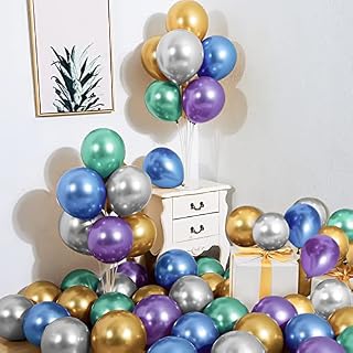 Silver Balloons Metallic Silver Balloons Silver 5 Inch Balloons Chrome Metallic Helium Latex Balloons for Wedding Bridal Shower Party Baby Shower Birthday Party Decoration (50pcs)