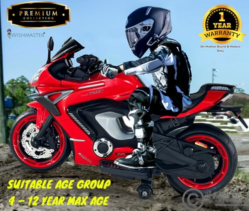 Image of Wishmaster 5 to 10 Years Electric Battery Operated Ride on Vehicles for Baby 2 Motorcycle Suitable Age 6-12 | Big Size Bike | Toy as Gift (R9 Big Bike (4-12 Years), Red)