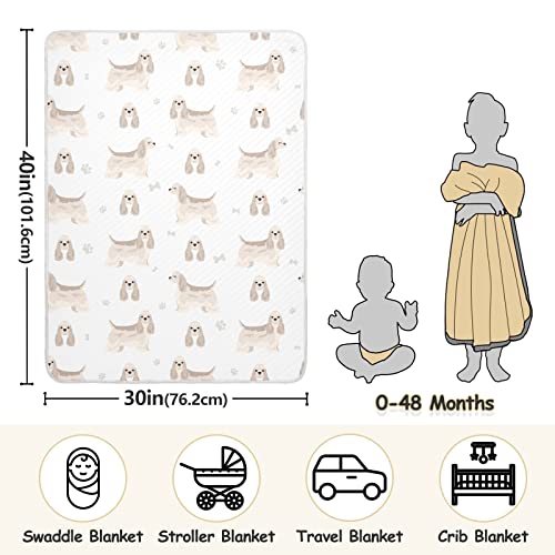 Image of Swaddle Blanket American Cocker Spaniel Cotton for Infants, Receiving Blanket, Lightweight Soft Swaddling for Crib, Stroller, Nursery, 30X40 in