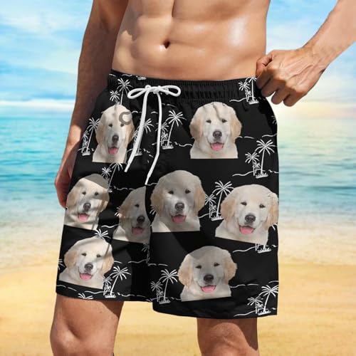 Custom Face Mens Swim Trunks with Compression Liner Personalized Beach Shorts with Your Picture Printed with Pockets2