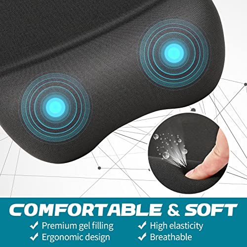 Yeahviy Gel Mouse Pad With Wrist Support Ergonomic Mouse Pad With Wrist Rest, Comfortable Computer Mouse Pad For Desk, Pain Relief Mousepad For Home & Office With Non-Slip Pu Base, 9.4 X 8.3 In, Black #TOP1
