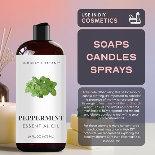 Image of Brooklyn Botany Peppermint Essential Oil - Huge 16 Fl Oz - for Candle Making, Soap Making, Diffusers, and Aromatherapy