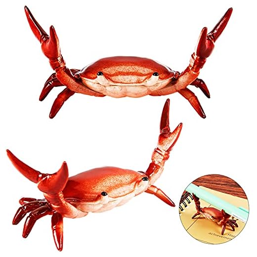 Zonon 2 Pieces Japanese Creative Cute Crab Pen Holder Weightlifting Crabs Pen Holder Stand Bracket Storage Pen Rack for Christmas Graduation Gift Office Home Store Accessories Holder (Red)