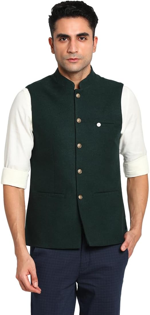 Turtle Nehru Men's Plain Polyviscose Jacket