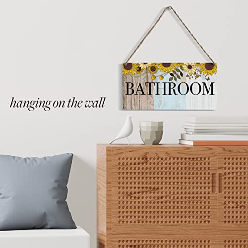 Rustic Sunflower Wood Sign Bathroom Decor Home Farmhouse Wall Hanging Decor Wooden Wall Art Décor Decorative Plaque Sign For House Family Living Room Bedroom Bathroom Laundry Room Toilet Washroom #TOP2